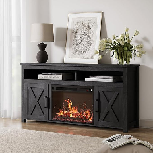 BELLEZE 58" Farmhouse Fireplace TV Stand