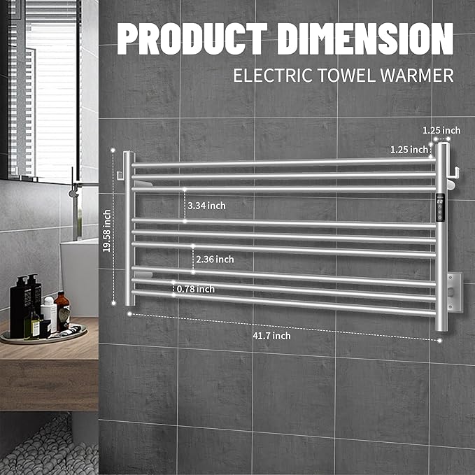 K&KALONZO Towel Warmer for Bathroom, Wall-Mounted 9-Bar Heated Towel Rack
