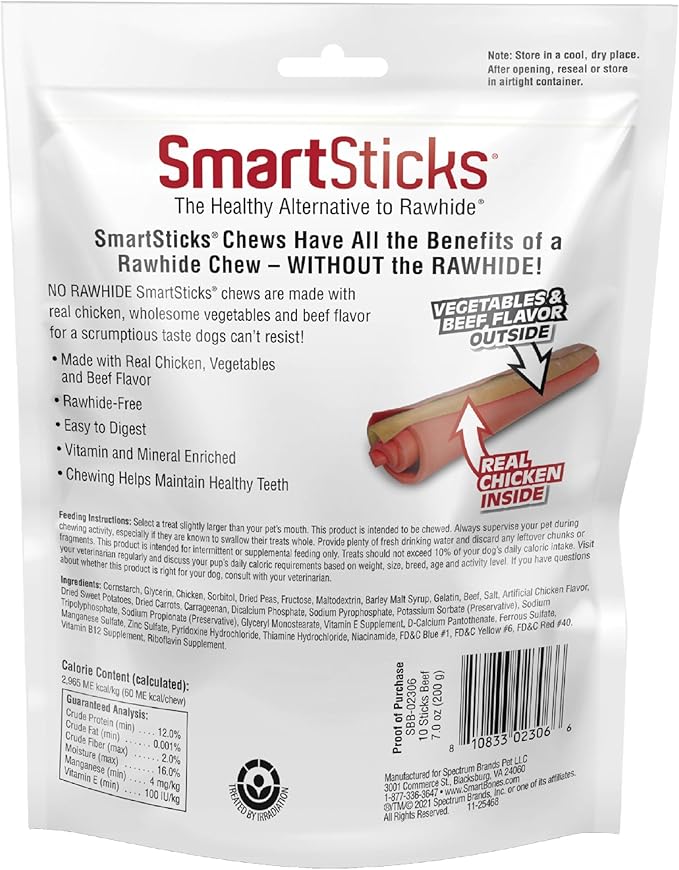 SmartBones SmartSticks, Treat Your Dog to a Rawhide-Free Chew Made With Real Meat and Vegetables