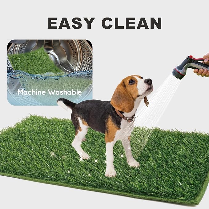 HQ4US 4LEGS Grass Pee Pads for Dogs Potty, Artificial Grass Patch Odor Free | 2PCS Fake Grass with Fully Permeable Backing for Fast Drainage, Indoor Potty Grass Hemmed Edge Turf, Easy Clean