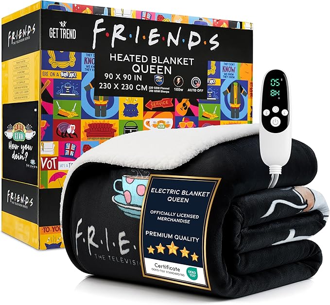 Friends TV Show Heated Blanket Electric, Queen Size Luxurious Fleece Blanket