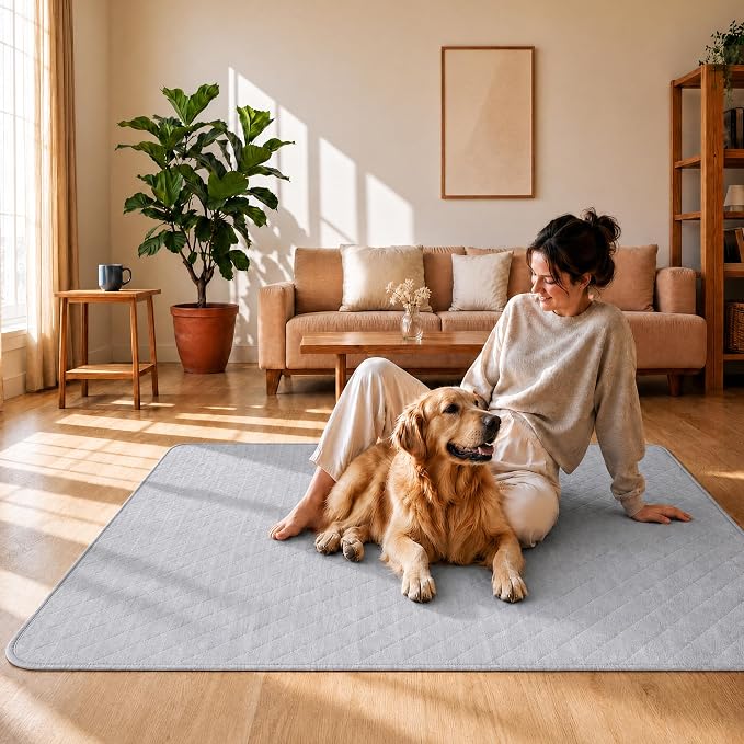 CoolShields Washable Pee Pads for Dogs, 65''Round, Grey, 1 Pack | Ultra-Absorbent, Reusable Waterproof Puppy Training Pad for Crate & Carpet, Fits 32/40/45'' High 8-Panel Playpens.
