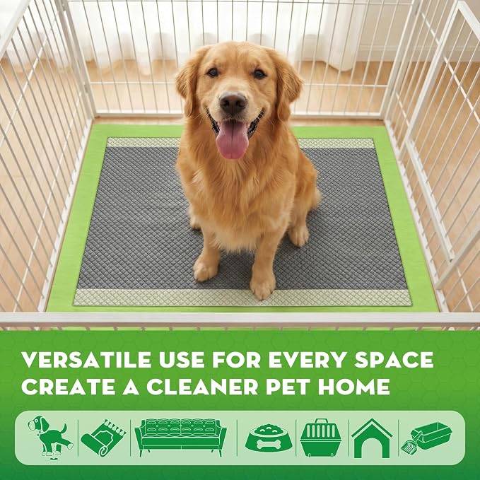 CROCI Charcoal Puppy Pads with Adhesive Tabs 2X Odor Control 30x36in 40Ct | Super Absorbent Pee Pads for Dogs, Quick-Dry Surface, Unscented, Renewable Bamboo Material, Disposable
