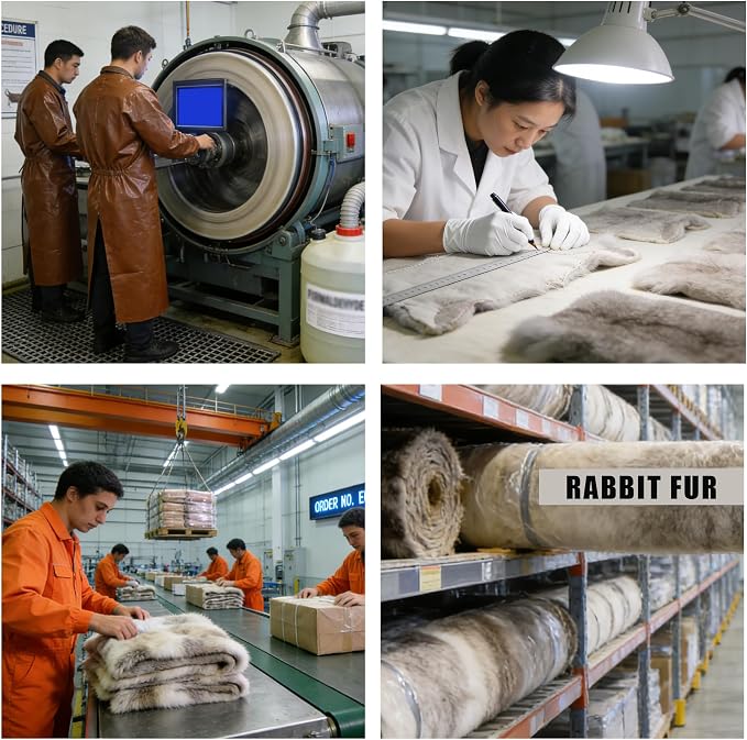 Craft Rabbit Fur Pelt Skin Genuine Tanned Animal Hide with Sewing Quality Leather 12" by 14" for Decoration DIY Crafts Cat Dog Toys Fur Fabric（5Pcs, White）