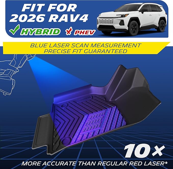 Michelin Vehicle Mats, Premier Series All-Weather TPE Custom Fit Liner for Toyota RAV4 Hybrid 2026-2027 Floor Mats (4 Piece)