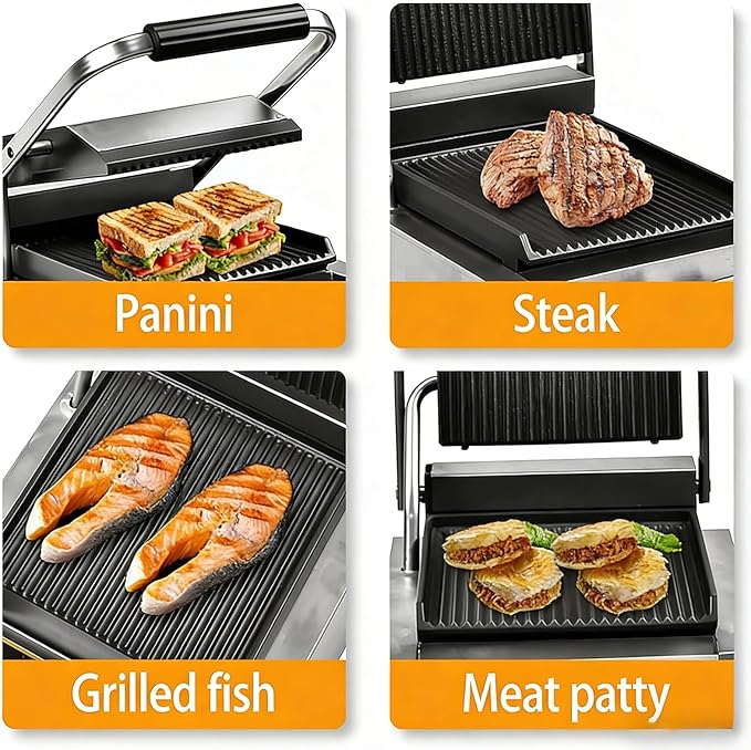 CTJ Commercial Panini Press Stainless Steel Electric Sandwich Maker - 2200W