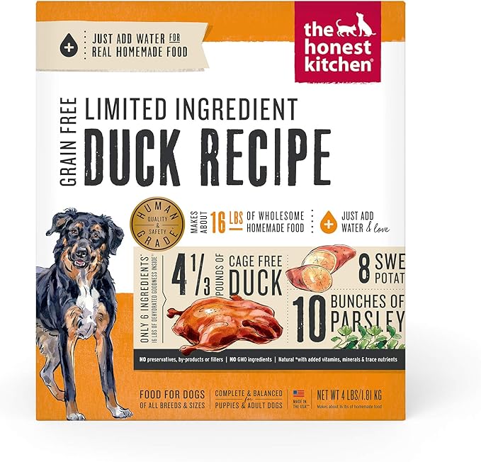 The Honest Kitchen Dehydrated Limited Ingredient Duck Dog Food, 4 lb Box