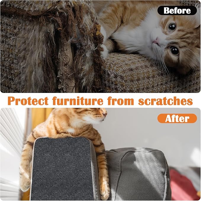 Couch Protector from Cat Claws - 78.7" x 15.8" Trimmable Self-Adhesive Cats Claws Scratch Pads, Cat DIY Climbing Cats Scratch Mat Tree Replacement Indoor (Dark Gray)