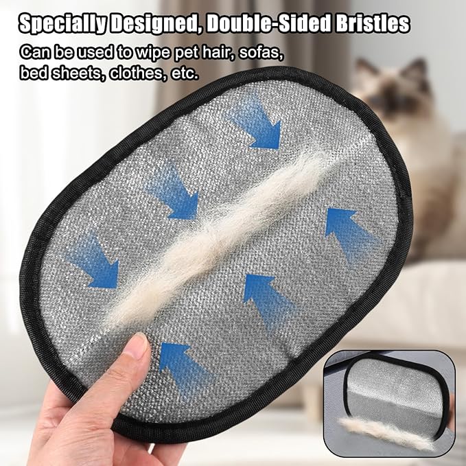 Pet Hair Removal Gloves for Cats and Dogs, Reusable Electrostatic Grooming Glove for Pet Hair Remover on Furniture, Carpet Clothing 2 Pcs