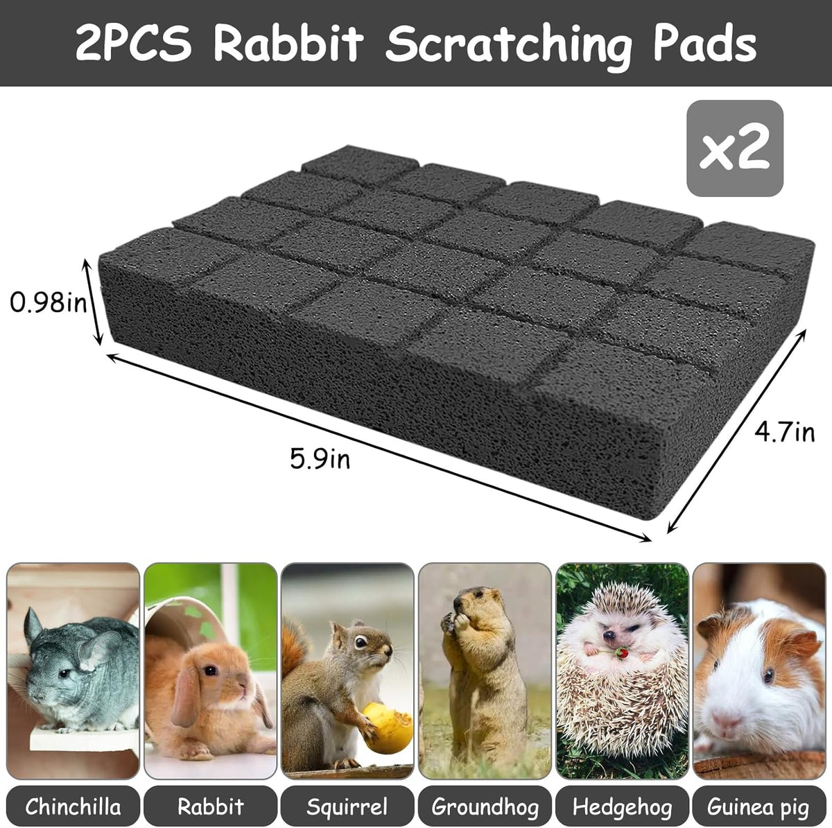 Hamiledyi 2PCS Rabbit Scratching Pads Bunny Lava Grinding Claw Pads Small Animal Foot Pads Hamster Scratch Board Chew Toys for Gerbil Chinchilla Hedgehog Guinea Pig Cage Accessories