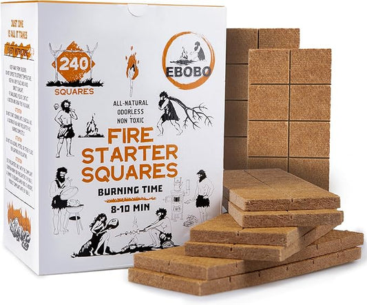 240 pcs Fire Starter Cubes – Natural Wax-Based, Odorless & Non-Toxic – Quick