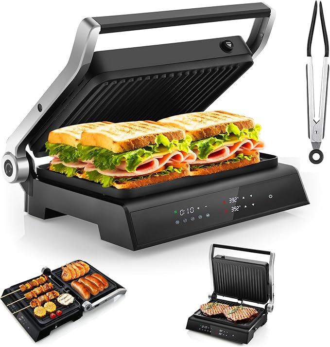 ARLIME Panini Grill Press Sandwich Maker, 180 Degrees w/5 Auto Cooking Modes &