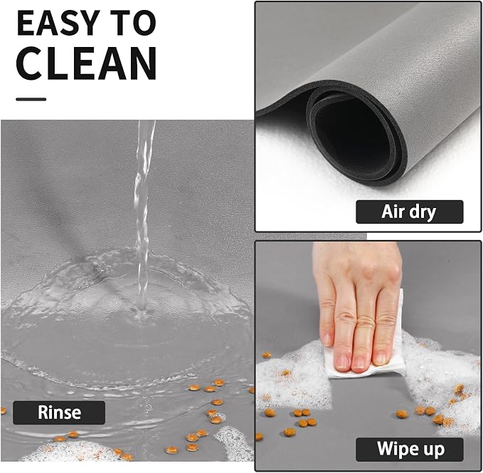 HotLive Dog Food Mat - Absorbent Cat Mat for Food and Water, No Stains Pet Feeding Bowl Mat, Easy to Clean Pet Placemats, Quick Dry Dog Water Dispenser Mat for Messy Drinkers | Grey 24"x 36"