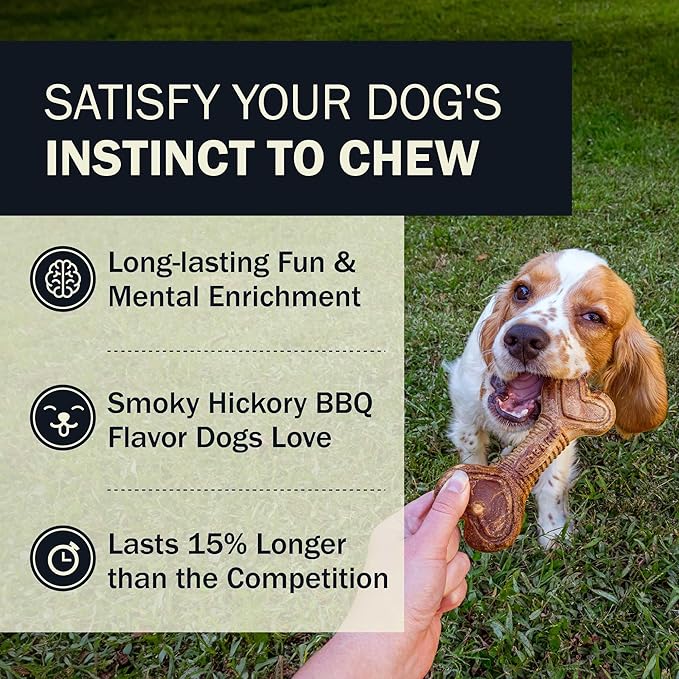 Redbarn Natural Dur-A-Bulls Treats for Dogs - 3 Large Tires - Hickory Flavor - Made in USA Long Lasting 100% Digestible No Artificial Ingredients or Plastic