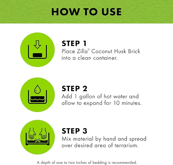 Zilla Coconut Husk Brick, Organic Bedding for Reptiles, Made with 100% Coconut Fiber, Ideal for Tropical Habitats and Egg Incubation, (Pack of 2)
