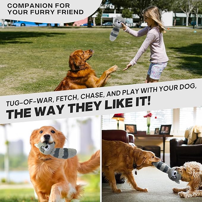 Fida Squeaky Dog Toys for Aggressive Chewers 3 in 1, Dog Chew Toys with 3 Layers,Interactive Dog Toys for Large Dogs Balls to Keep Them Busy for Small Medium Dogs(Raccoon)