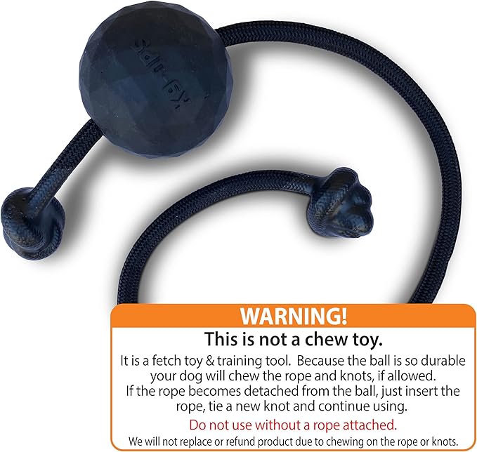 K9 Ops Dog Ball on a Rope Moki Tug Toy - Solid Rubber Fetch Training Reward - Large Dogs Tugs Durable Aggressive Chewers (Coal Black, LG/XL)