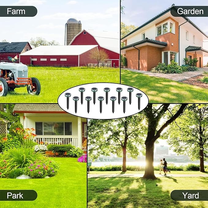 12Pcs Snake Repellent for Yard, Mole Repellent, Solar Ultrasonic Groundhog Gopher, Skunk, Vole, Rabbit, Rodent,Repellent Outdoor for Lawn Garden & Yard
