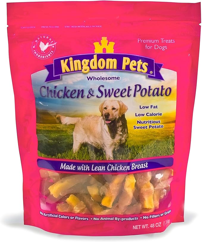 Chicken Jerky & Sweet Potato Dog Treats with Only 4 Ingredients and No Fillers, 3 Pound Bag