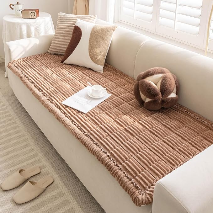 Couch Cover for Dogs Washable, Non-Slip Pet Couch Covers for Sofa, Fuzzy Dog Couch Cover Blanket for Furniture Protector (Z-Coffee, 27.6" x 59"/70 x 150cm)