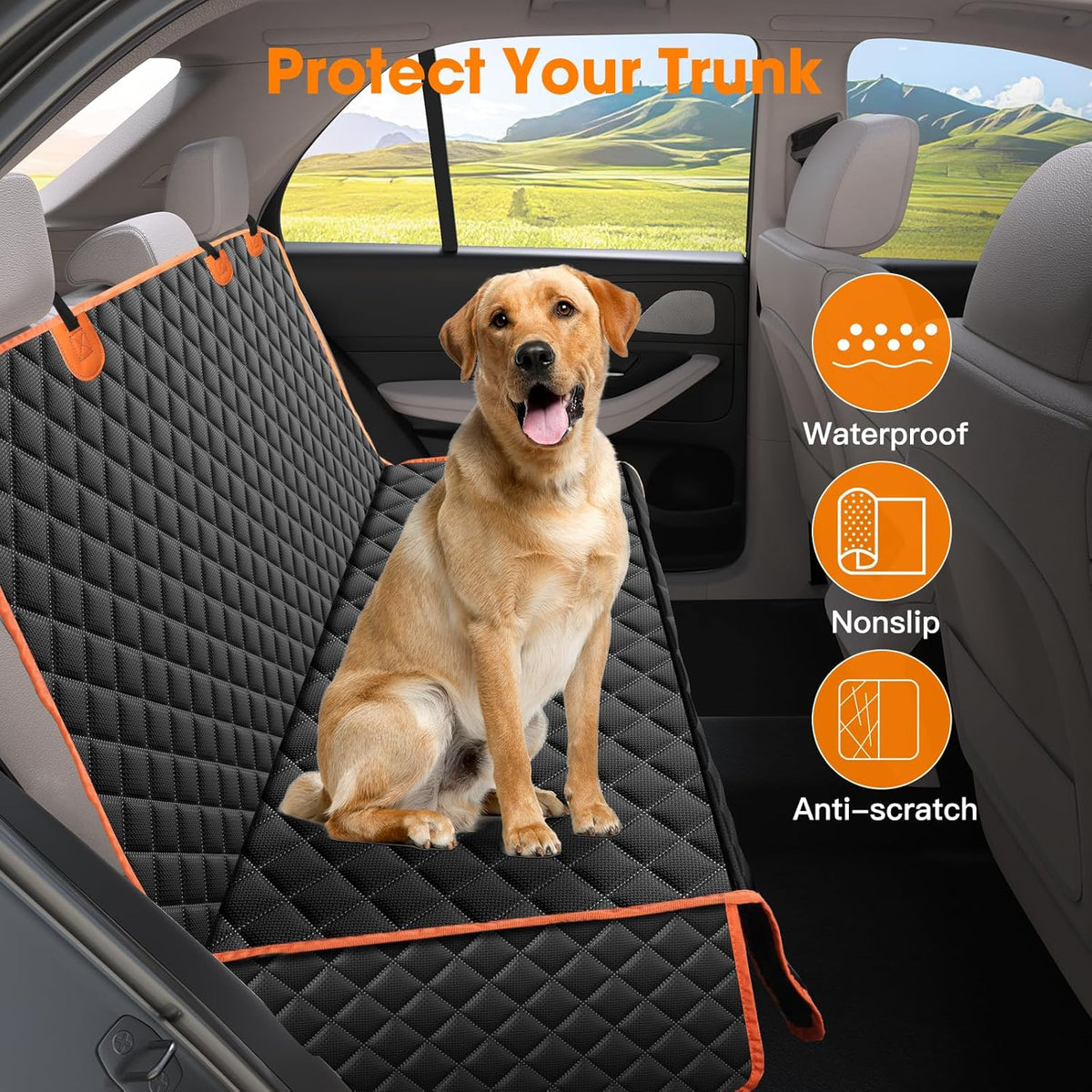 MIXJOY Truck Back Seat Cover for Dogs, Waterproof Pet Seat Covers for Trucks, Dog Cover for Truck Back Seat, Nonslip Pet Bench Seat Cover for Ford F150 F250 F350/Chevrolet Silverado/GMC/Ram