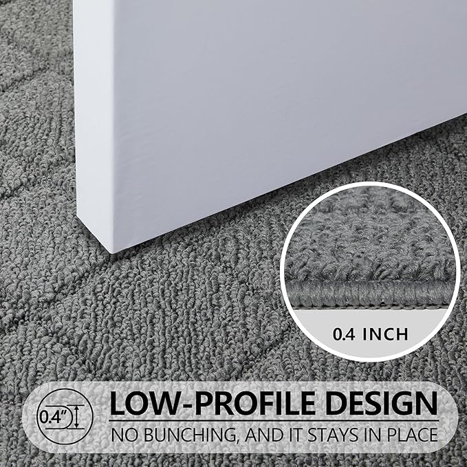 REFETONE Indoor Doormat, Front Back Door Mat 20"x32" Rubber Backing Non Slip Mats, Absorbent Washable Entrance Doormat for Entryway, Resist Dirt Low-Profile Inside Floor Mats for Muddy Shoes, Grey
