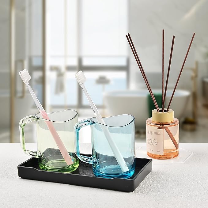 6 Packs Small Black Mini Tray (8 inch x 4 inch) for Serving Accessory, Spa, Coffee, Drinks, Wine, Tea, Bar, Party, Seasoning, Perfume or Display Use.