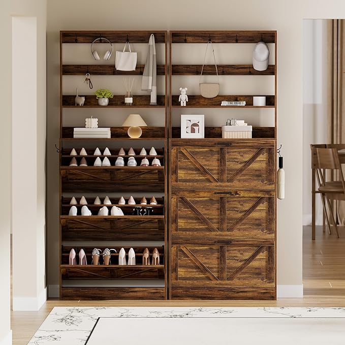 EOYUTLLY Shoe Cabinet Storage for Entryway, Narrow Shoe Rack Cabinet
