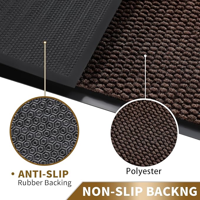 Yimobra Doormat Outdoor Indoor Entrance 36 x 24, All-Season All-Weather Front Door Mat, 100% Waterproof Welcome Matt for Floor Garage Outside Entry, Stain and Fade Resistant