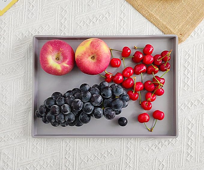 Gray Serving Tray (13.5 x 9.6 inch) for Serving Accessory, Perfect for Charcuterie, Cupcake Stand, Coffee Table Decor, Party Supplies, Bathroom Vanity & Breakfast in Bed.