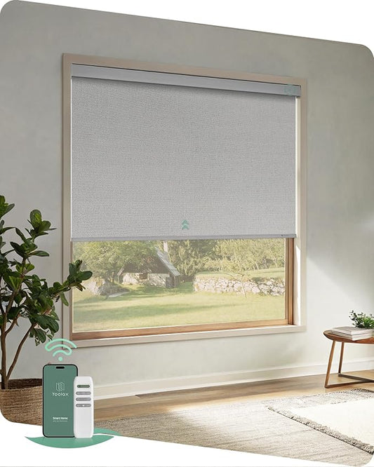 Yoolax Motorized Blinds with Remote, Automatic Roller Shades Cordless Electric