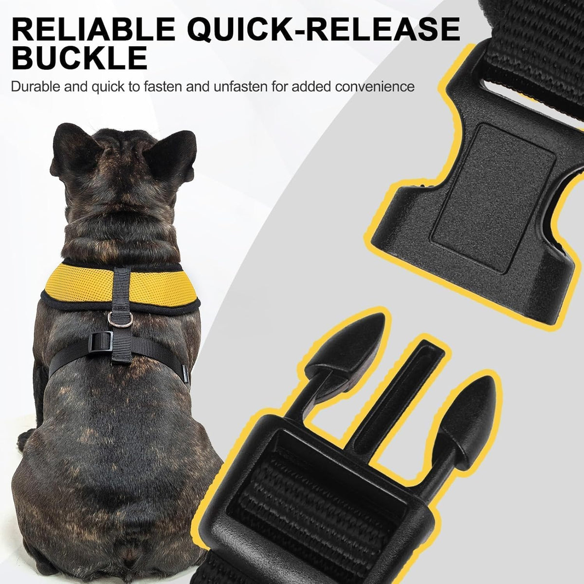 BINGPET No Pull Dog Harness,Soft Mesh Breathable All Weather Vest Harness,Safety Protection Design Durable Adjustable Step-in Easy Walk Dog Harness for Small Medium Large Dogs(Yellow,L)