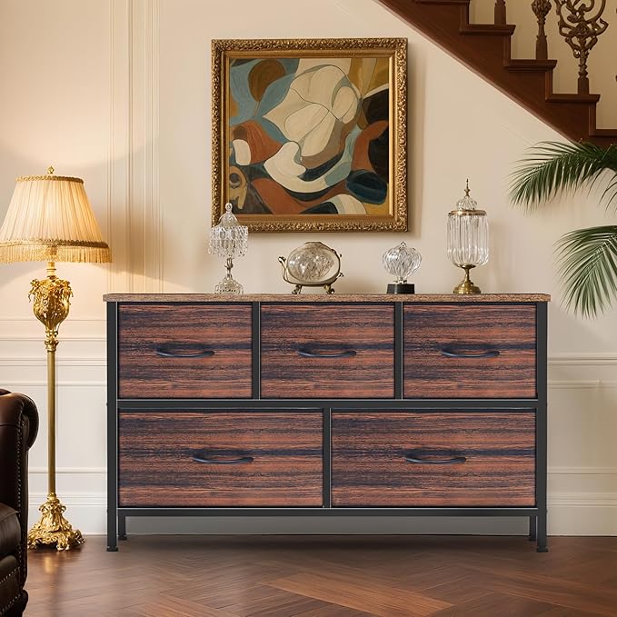 Dresser for Bedroom with 5 Drawers, Chest of Drawers, Storage Drawers Organizer