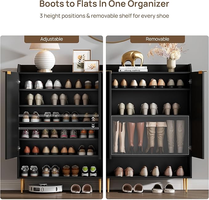 SICOTAS Shoe Cabinet Set of 3-7-Tier Large Shoe Storage Cabinet, 50.7" Tall