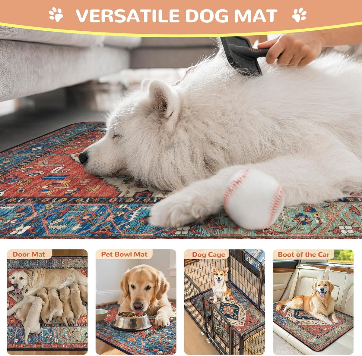 Lahome Super Absorbent Washable Pee Pads for Dogs - Secure Floor Protection - Non-Slip, Leakproof Reusable Pads for Training, Crates & Playpens (2 Pack, 36"x36", Red)