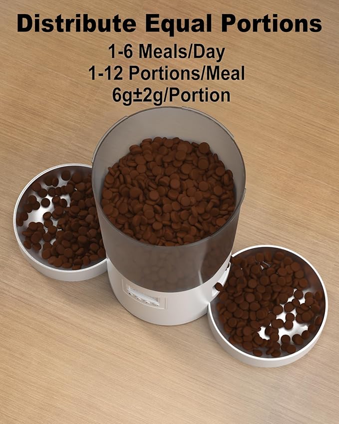 Automatic Cat Feeder for 2 Cats, 4.2L Dual Food Dispenser, Portion Control