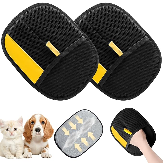 2PCS Pet Hair Remover Gloves, Electrostatic Pet Hair Removal Gloves for Cats & Dogs, Reusable Double Sided Pet Hair Remover,Versatile Grooming Gloves for Washing, Deshedding, Grooming