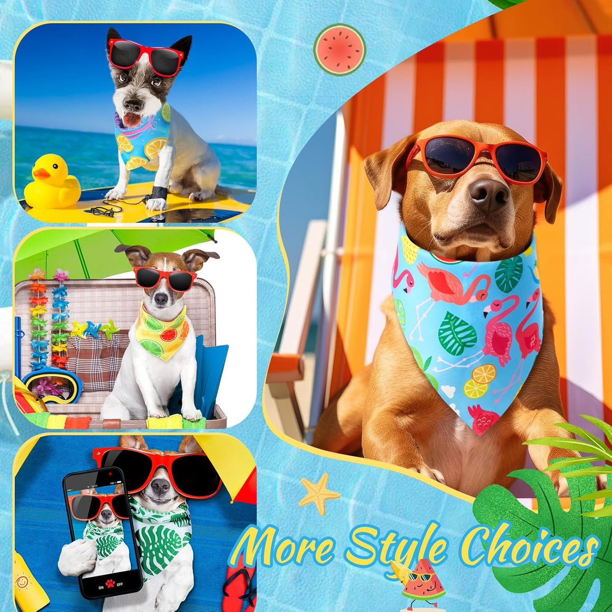 Chunful 100 Pieces Dog Bandanas Bulk Summer Pet Bandanas Pack Triangle Scarf Bib Kerchief Set for Small Large Dog Costume Accessories Decoration(31.5 x 21.7 x 21.7,Fruit)