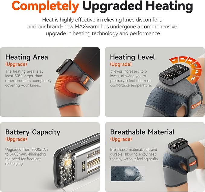 Cordless Knee Massager with Heat Vibration