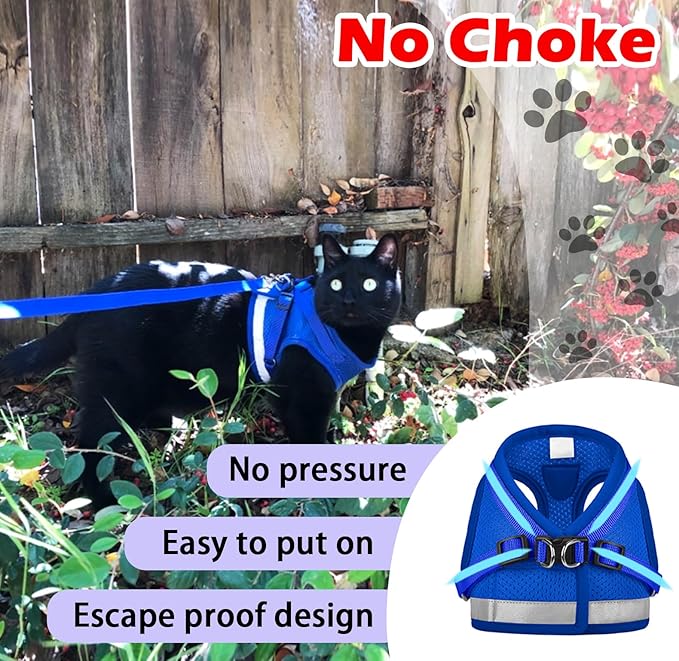 Cat Harnesses and Puppy Harness with Leashes Set, Escape Proof Cat Harness, Adjustable Reflective Soft Mesh Vest Fit Puppy Kitten Rabbit Ferrets's Outdoor Harness