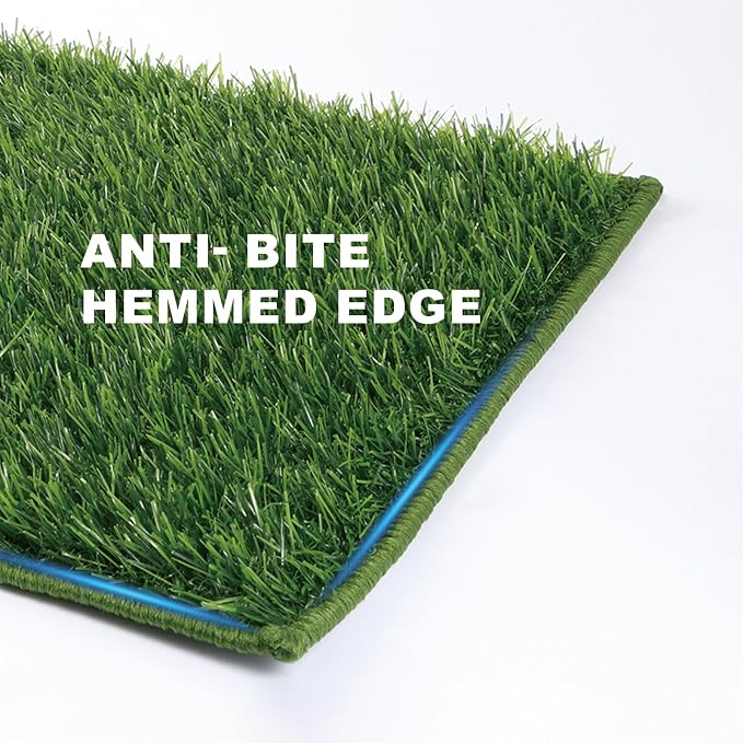 Grass Pee Pads for Dogs Potty, Artificial Grass Patch Odor Free | 2PCS Fake Grass with Fully Permeable Backing for Fast Drainage, Indoor Potty Grass Hemmed Edge Turf, Easy Clean