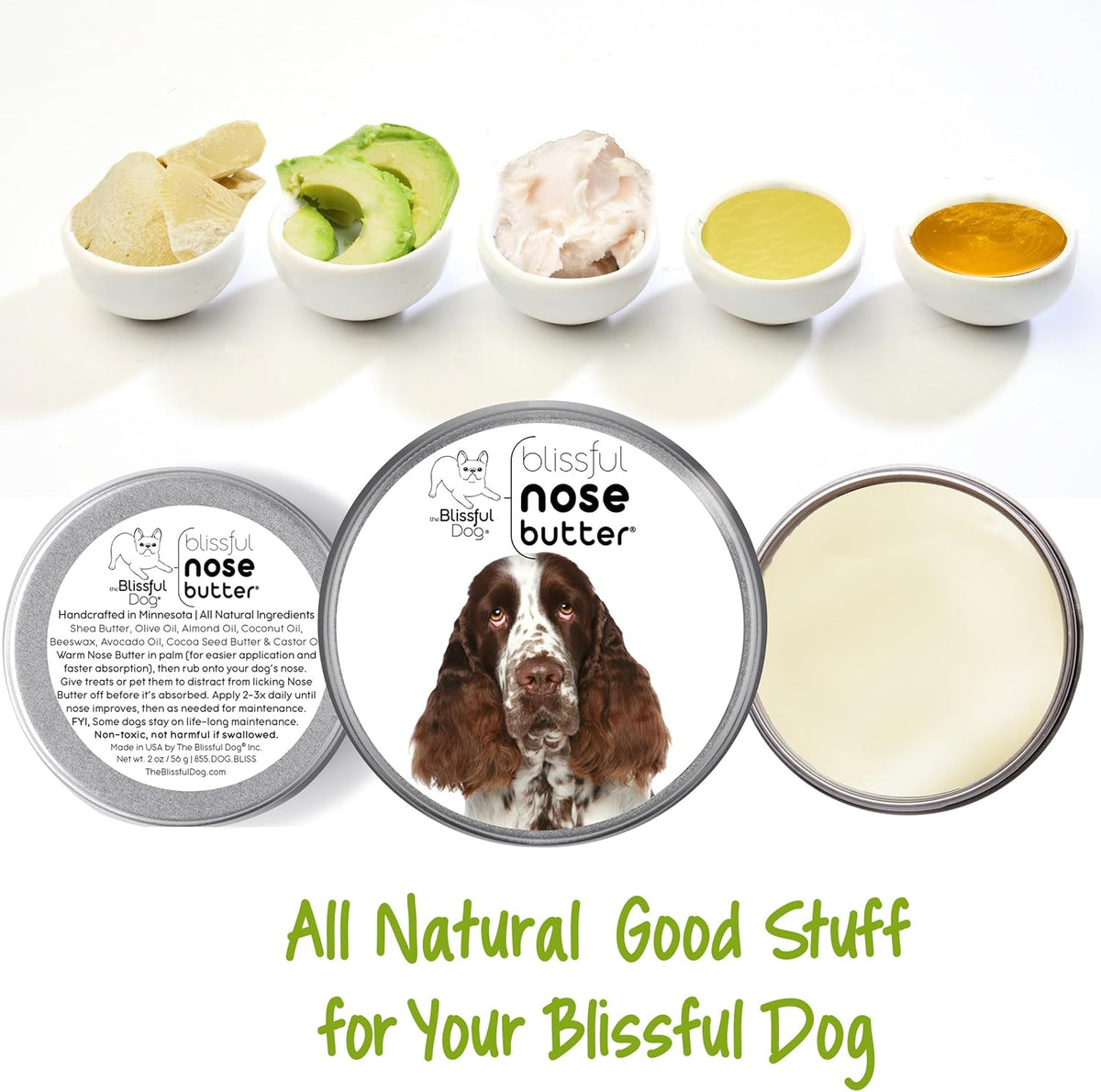 The Blissful Dog Springer Spaniel Nose Butter, Versatile Dog Nose Balm for Dry Nose, Handcrafted Nose Moisturizer, Easy-to-Apply Dog Essentials, Unscented, 1 oz.
