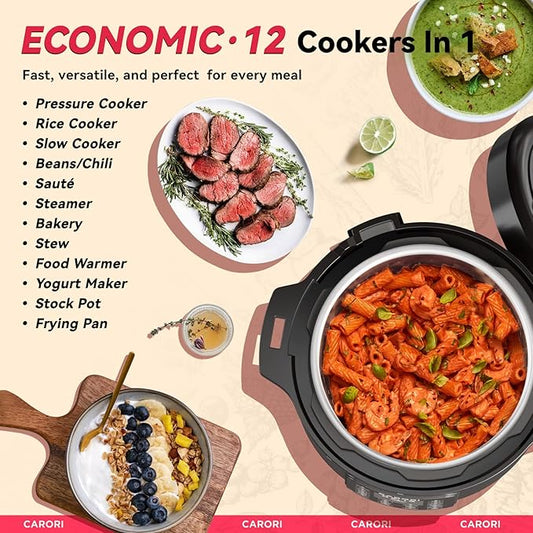 1200W 12-in-1 Electric Pressure Cooker 8Qt, Stainless Steel Pressure Cooker