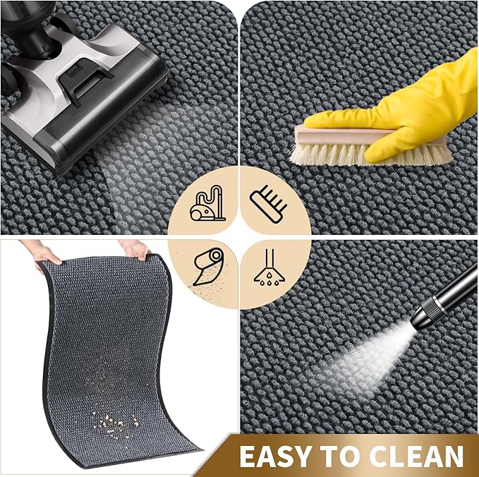 Yimobra Doormat Outdoor Indoor Entrance 47 x 24, All-Season All-Weather Front Door Mat, 100% Waterproof Welcome Matt for Floor Garage Outside Entry, Stain and Fade Resistant,Grey