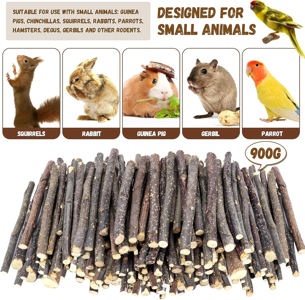900g/2lb Small Apple Sticks Animals Molar Wood Treats Toys for Rabbits Chinchillas Guinea Pig Hamster Gerbil Parrot Bunny and Small Animals Chew Stick Toys Treats