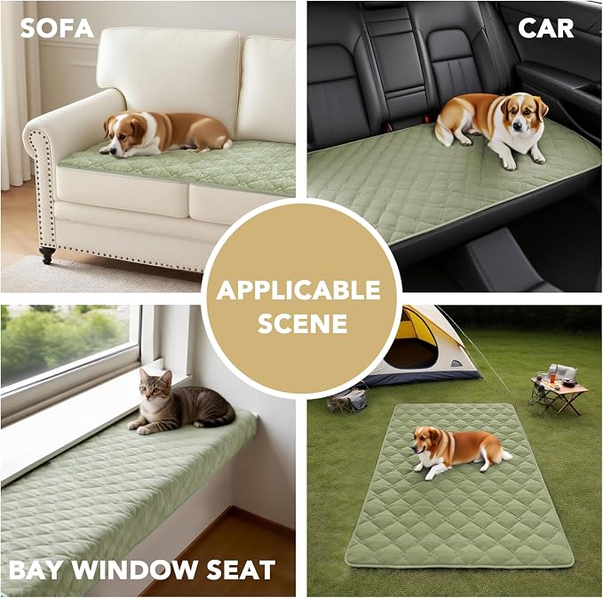 H.VERSAILTEX Chenille Couch Cover for Dogs Washable Soft Fuzzy Sofa Covers for 3 Cushion Couch Sectional Sofa Cover Thick Pet Couch Cover Protector Non-Slip Dog Bed Cover(Tender Green, 28" x 102")