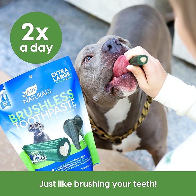 Ark Naturals Brushless Toothpaste, Dog Dental Chews for Extra Large Breeds, Freshens Breath, Unique Texture Helps Reduce Plaque & Tartar, 24oz (Pack of 6)