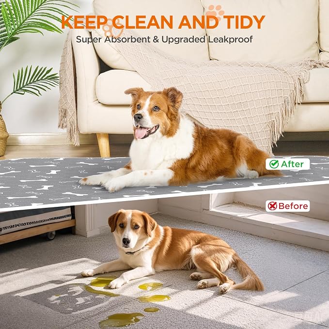 Washable Pee Pad for Dogs, 2 Pack Extra Large Puppy Pads, 72"x72" | Super Absorbent, Waterproof & Leakproof, Non-Slip Bottom, Machine Washable, For Floors, Beds, Couches, Crates, Carpets, Cars