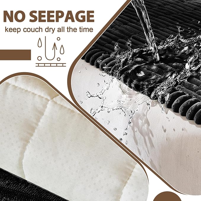 FUANGUI 2 Pack Waterproof Couch Cover for Dogs Pets Sofa Protector | Non-Slip Washable Fuzzy Soft Sofa Slipcover for 2 PCS L Shaped Sofa Pet Friendly, 27.6" x 59.1"+27.6" x 70.9", Black