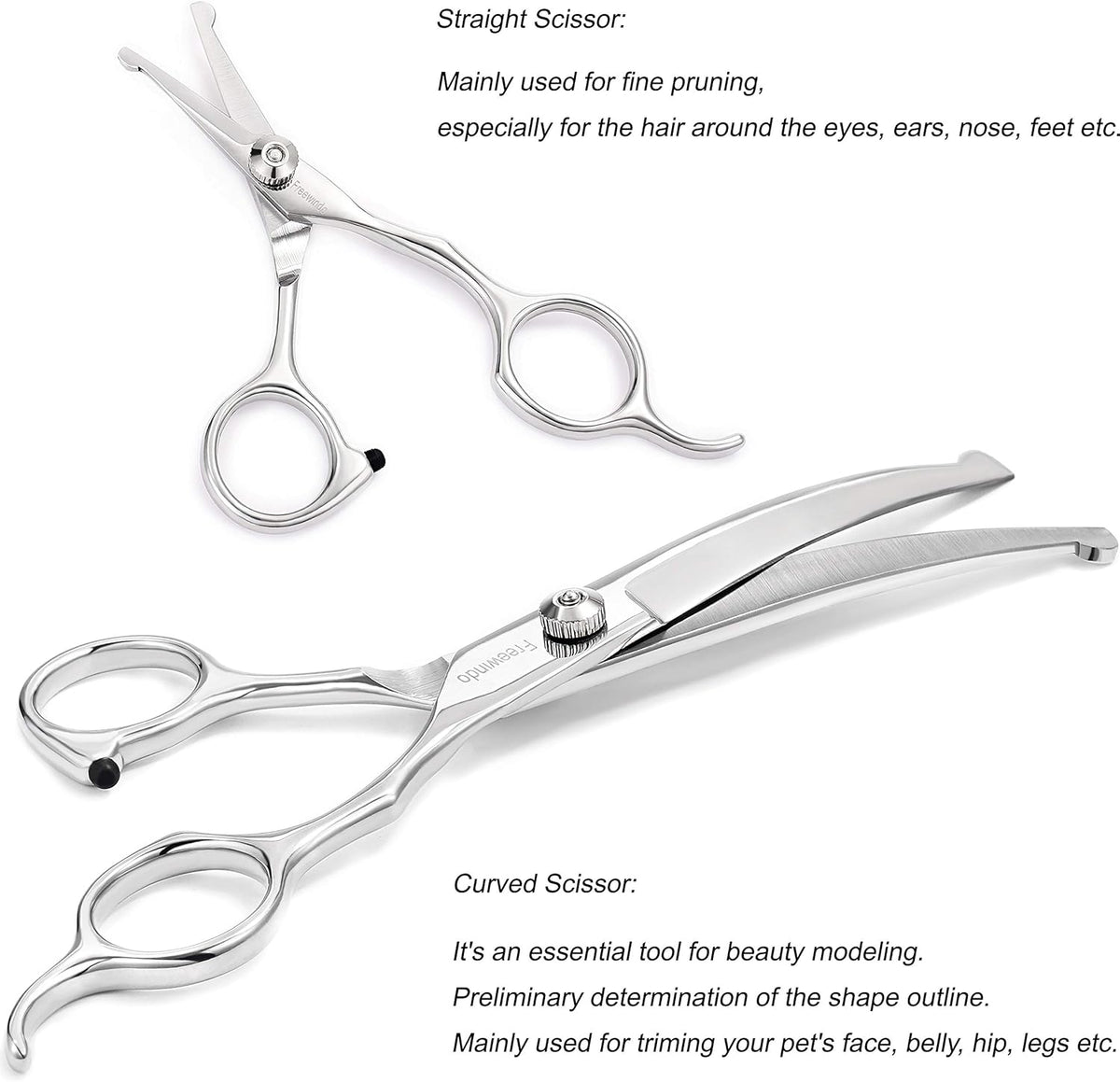 Dog Grooming Scissors Kit, Safety Round Tip, Heavy Duty Stainless Steel Dog Scissors and Nail Clippers, 6 in 1 Dog Grooming Kit